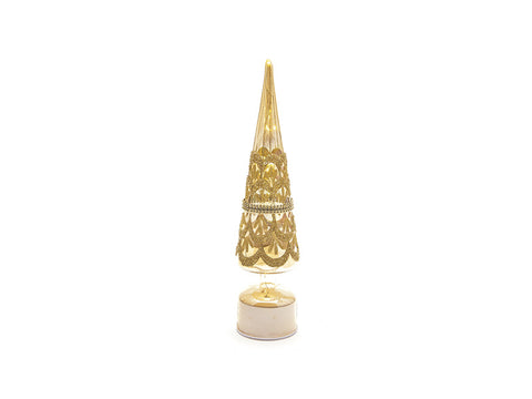 ALBERO ROTANTE IN VETRO C/LUCI A BATTERIA CM9X40 ORO BRUCO