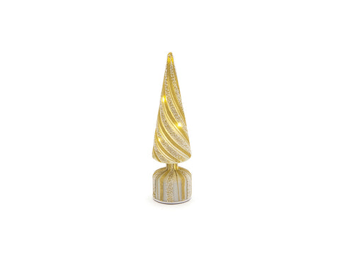 ALBERO ROTANTE IN VETRO C/LUCI A BATTERIA CM9X34 VERDE-ORO BRUCO