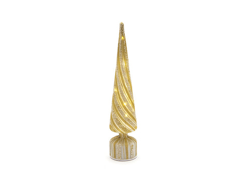 ALBERO ROTANTE IN VETRO C/LUCI A BATTERIA CM9X45 VERDE-ORO