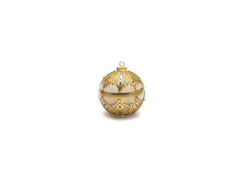 SFERA ROTANTE IN VETRO C/LUCI A BATTERIA CM15 VERDE-ORO BRUCO
