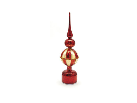 ALBERO ROTANTE IN VETRO C/LUCI A BATTERIA CM10X40 CHAMPAGNE-ROSSO bRUCO