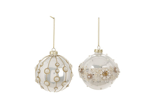 SFERA VETRO PEARL CM10 ASS BIANCO-ORO BRUCO
