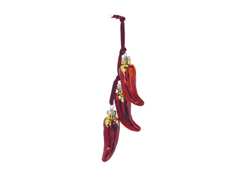 DECORAZIONE GRAPPOLO PEPERONCINI VETRO CM8 ROSSO BRUCO