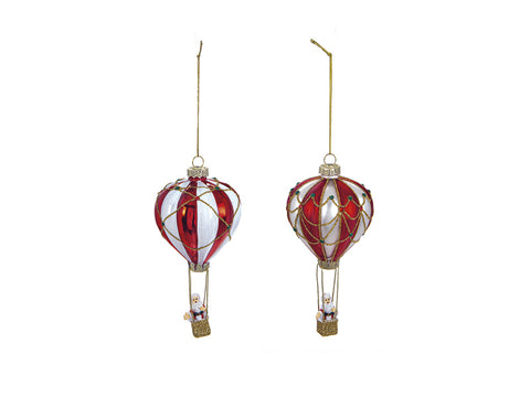 SFERA VETRO MONGOLFIERA CM13 ASS CBIANCO-ROSSO BRUCO