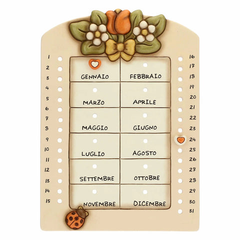Calendario perpetuo da parete in ceramica Country con coccinella portafortuna Thun