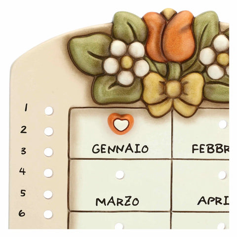 Calendario perpetuo da parete in ceramica Country con coccinella portafortuna Thun