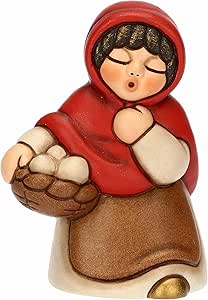 Donna con cesto di uova in ceramica ROSSO