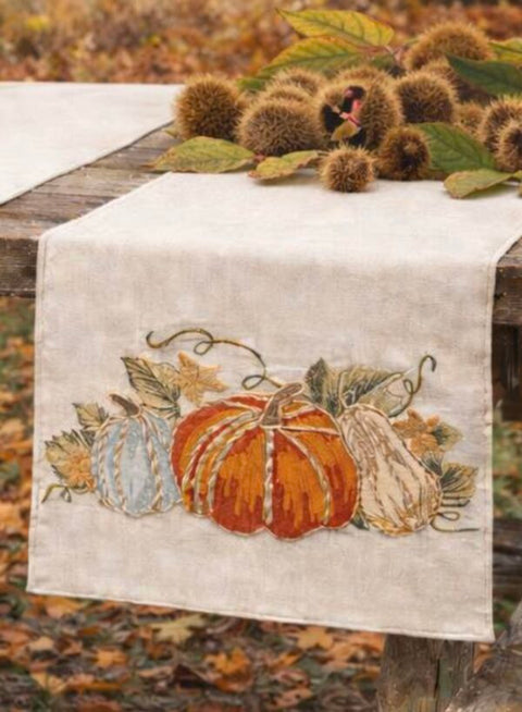 Runner marigold zucca cotone ricamato Clodette