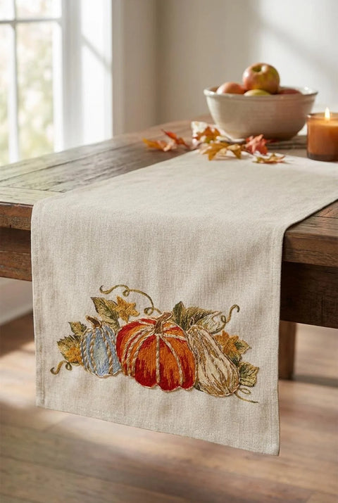 Runner marigold zucca cotone ricamato Clodette