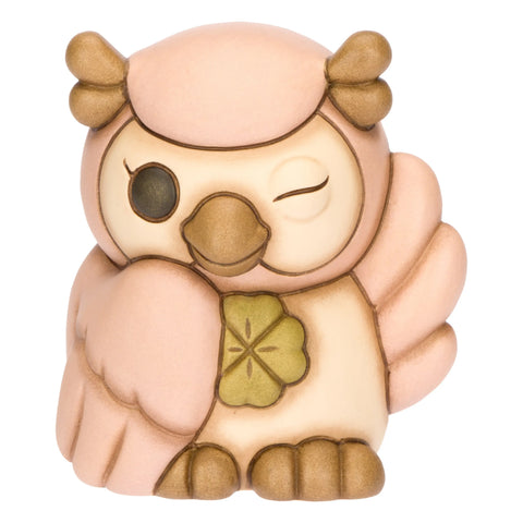 Gufo con Quadrifoglio rosa Thun
