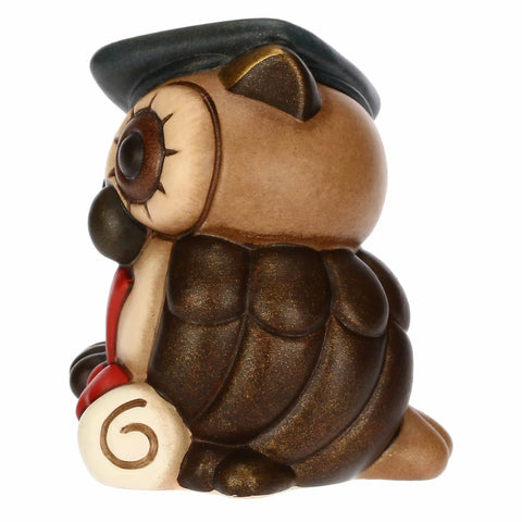 Gufo Lucky laurea in ceramica, piccolo