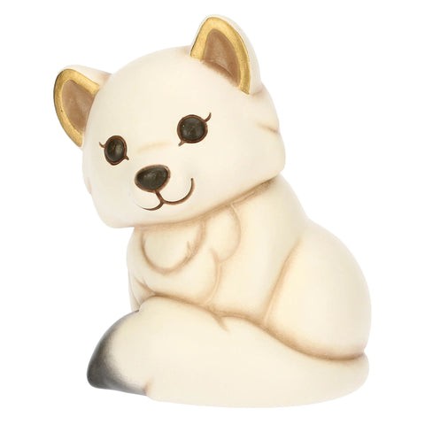 Volpe bianca Perla in ceramica Inverno Incantato, media