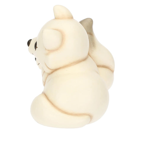 Coppia volpe bianca Perla con la sua mamma in ceramica Inverno Incantato, grande Linea Inverno incantato