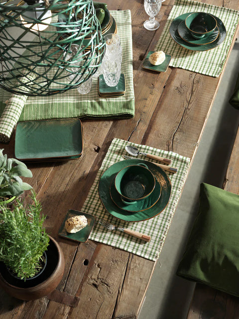 Piatto Piano in Gres Verde mediterraneo novità home