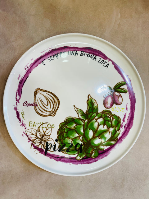 Set 2 piatti pizza acqua e farina Thun verde e viola