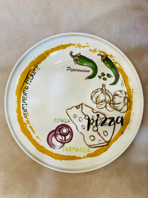 Set 2 piatti pizza acqua e farina Thun arancio e blu