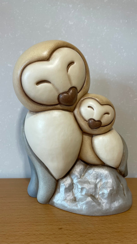 Barbagianni Barbi con piccolo in Ceramica, grande