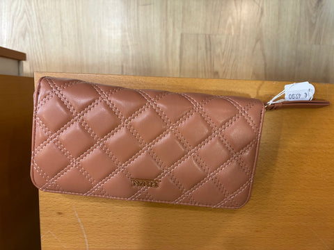 Portafoglio trapuntato con zip, moka Thun