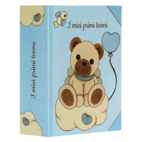 Scatola ricordi blu con Teddy Linea Baby