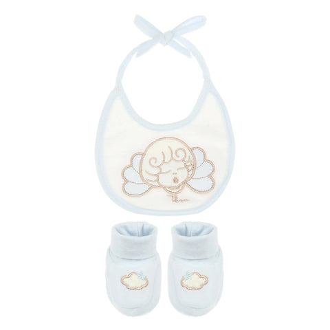 Set bavetta e scarpine lui in cotone