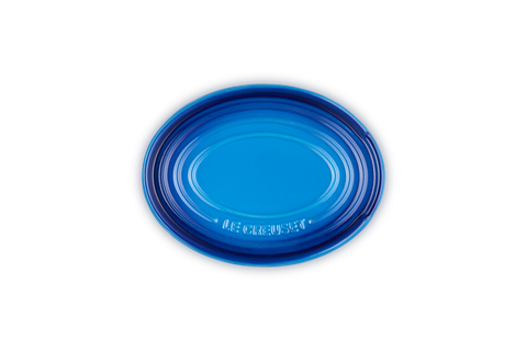 Poggiamestolo ovale in gres vetrificato azure blu Le creuset