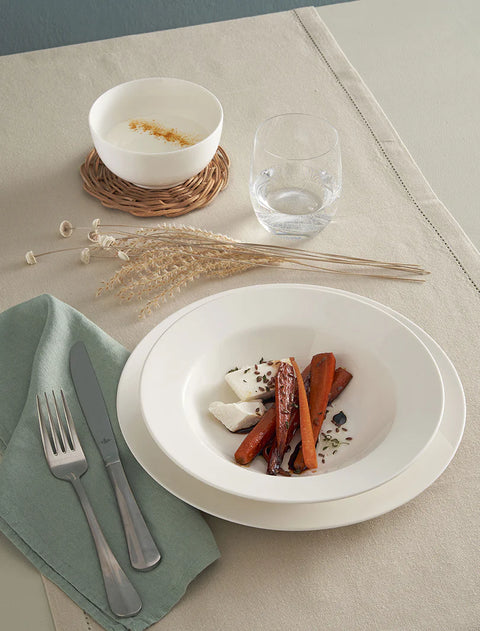 Set da 6, Piatto Piano Falda, Essenziale la porcellana bianca