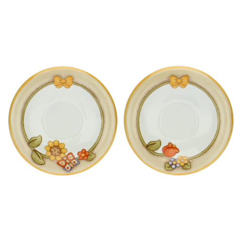 Set 2 tazze Country con fiori, farfalla e uccellino medio