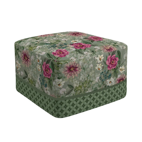 Pouf Quadrato Giardino Verde  Casa Anversa 58 x 58 x 40 cm