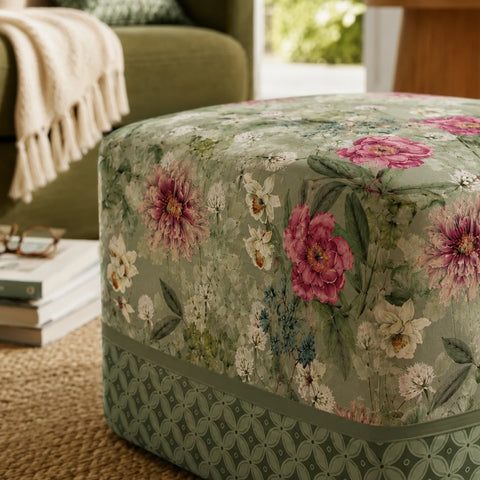 Pouf Quadrato Giardino Verde  Casa Anversa 58 x 58 x 40 cm