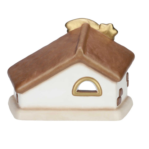 Set capanna con stella cometa e Sacra Famiglia con Gesù, Giuseppe e Maria bianco