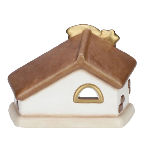 Set capanna con stella cometa e Sacra Famiglia con Gesù, Giuseppe e Maria bianco