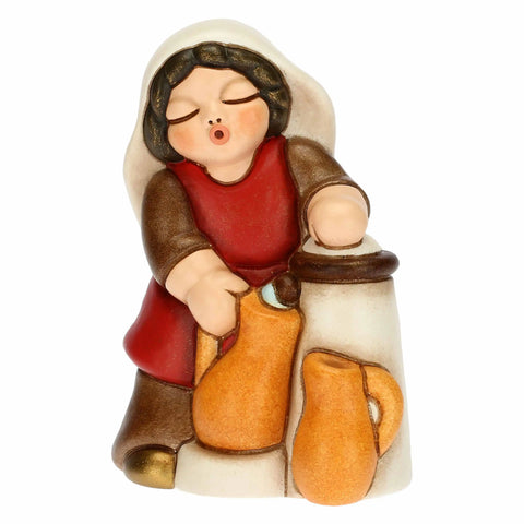 Donna alla fontana Presepe Classico Rosso