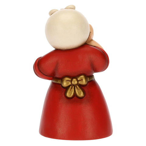 Donna con pesce in ceramica Presepe Classico rosso