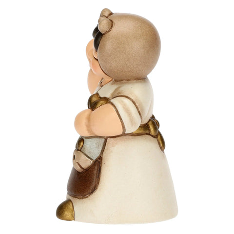 Donna con pesce in ceramica Presepe Classico bianco