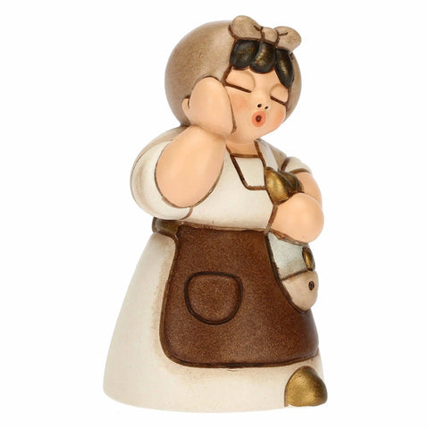 Donna con pesce in ceramica Presepe Classico bianco