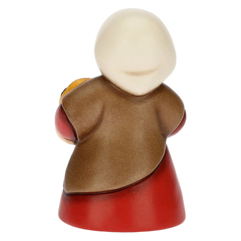 Donna con castagne in ceramica Presepe Classico rosso