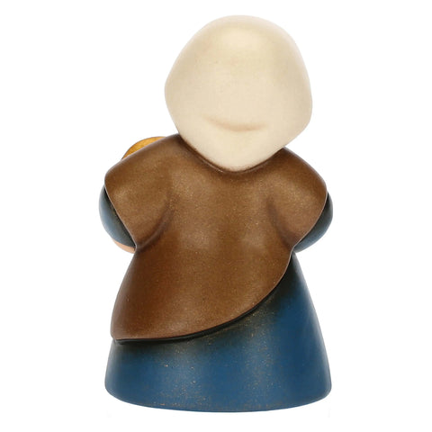 Donna con castagne in ceramica Presepe Classico blu