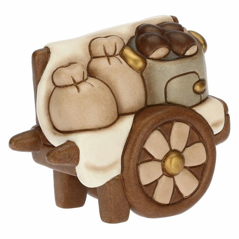 Carretto con castagne in ceramica Presepe Classico