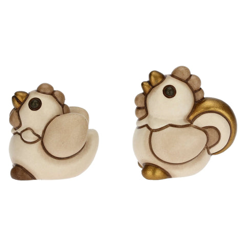 Set Gallo e Gallina in ceramica Presepe Classico