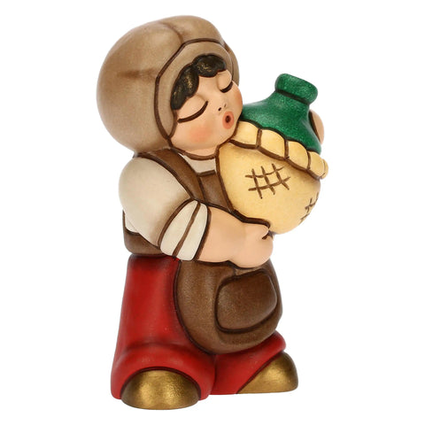 Oste con damigiana in ceramica Presepe Classico rosso