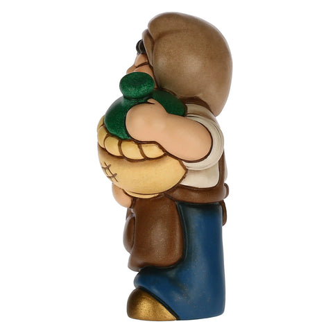 Oste con damigiana blu in ceramica Presepe Classico