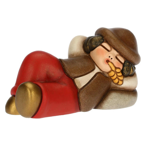 Pastore dormiente in ceramica Presepe Classico rosso
