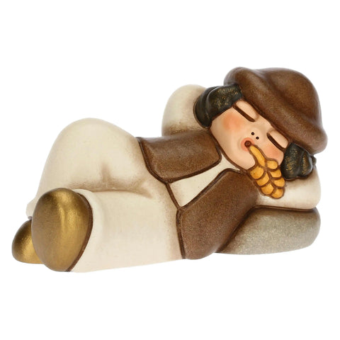 Pastore dormiente in ceramica Presepe Classico bianco