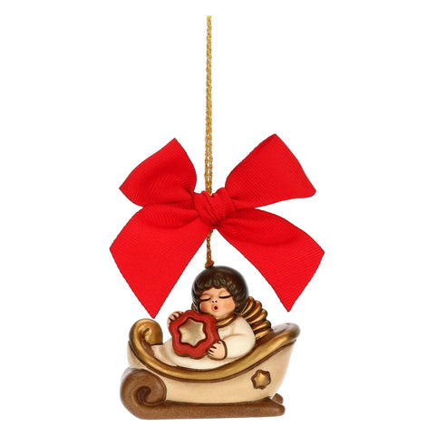 Addobbo natalizio Slitta componibile Angelo in ceramica