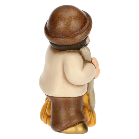 Uomo con forcone e fieno in ceramica Presepe Classico