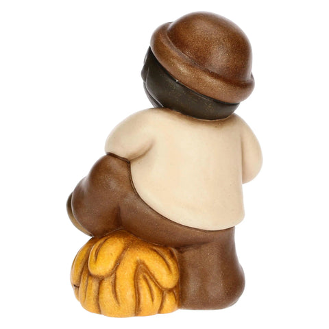 Uomo con forcone e fieno in ceramica Presepe Classico