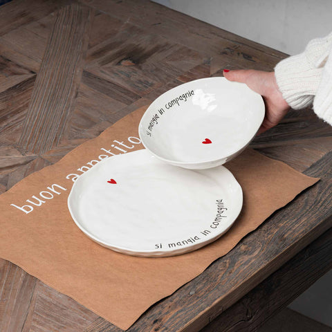 Set 2 Piatti piani Si mangia in compagnia da Simple Day