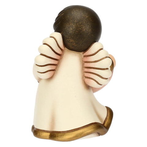 Angelo in ceramica con cuore rosa