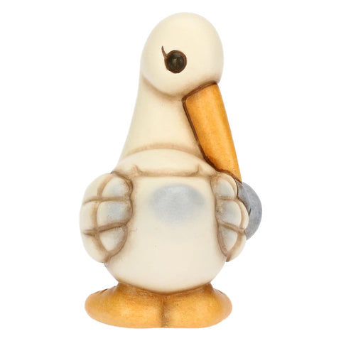 Cicogna Cindy in ceramica con ciuccio azzurro