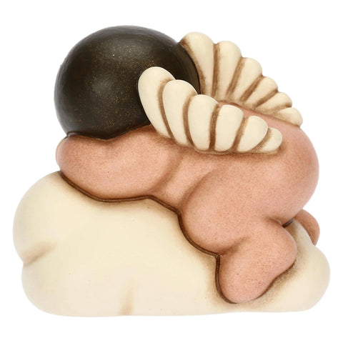 Angelo rosa in ceramica su nuvola